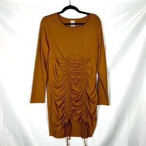 Mid Brown Dress Long Sleeve Botton Drawstring Juniors 
Size XXL